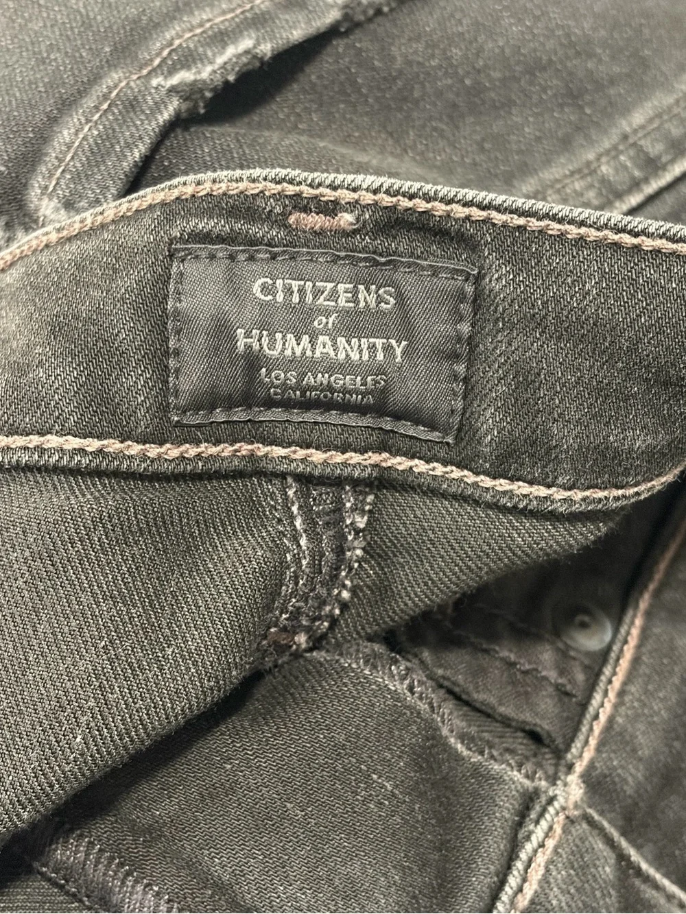 Citizens Of Humanity Black High-Rise Skinny Jeans with Knee Rips